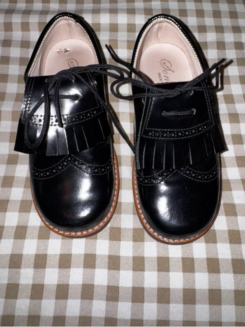 Classic Black Kids Fringe Lace-Up Dress Shoes boys size 27